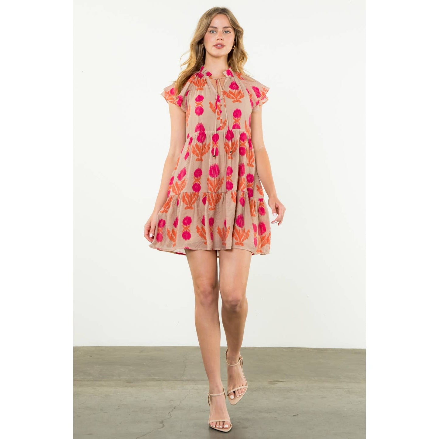 Tiered Floral Print Dress