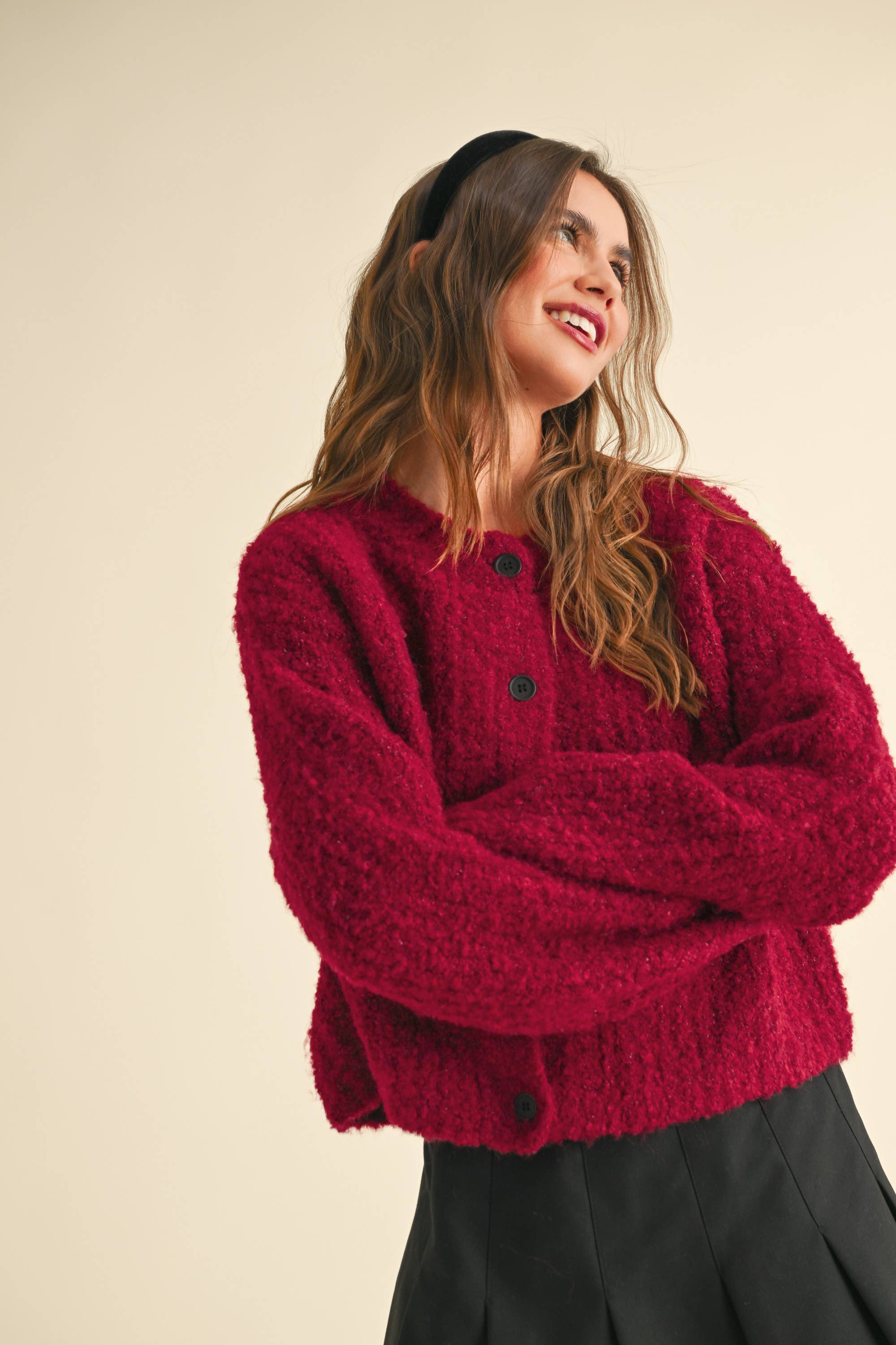 Round Neck Button Front Cardigan