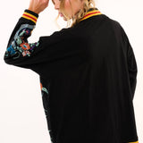 Hermione French Terry Cardigan | Floral Embroidered Jacket
