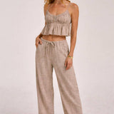 MINERAL WASHED GAUZE CAMI TOP AND BARREL PANTS CASUAL SET