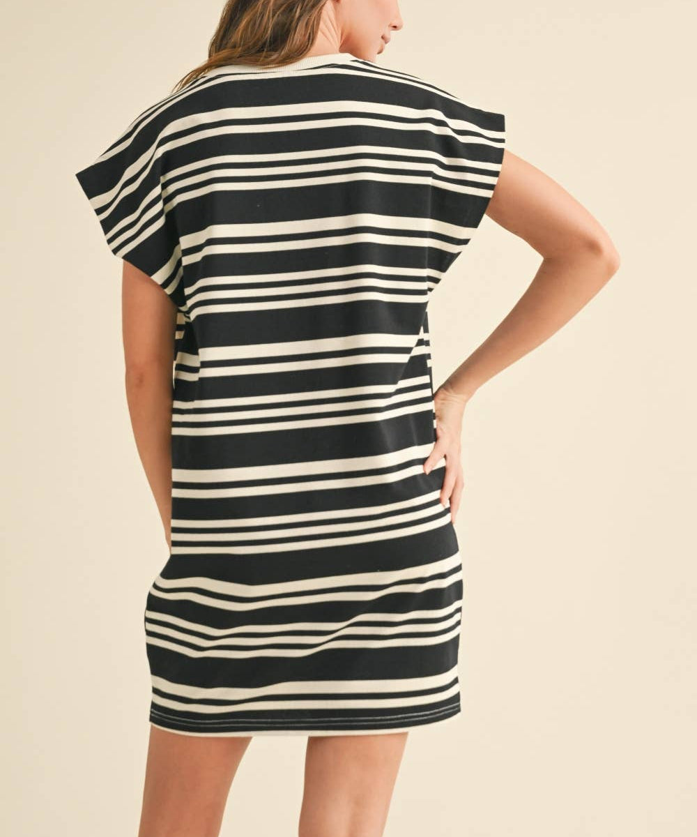 Striped Knitted T-Shirt Dress
