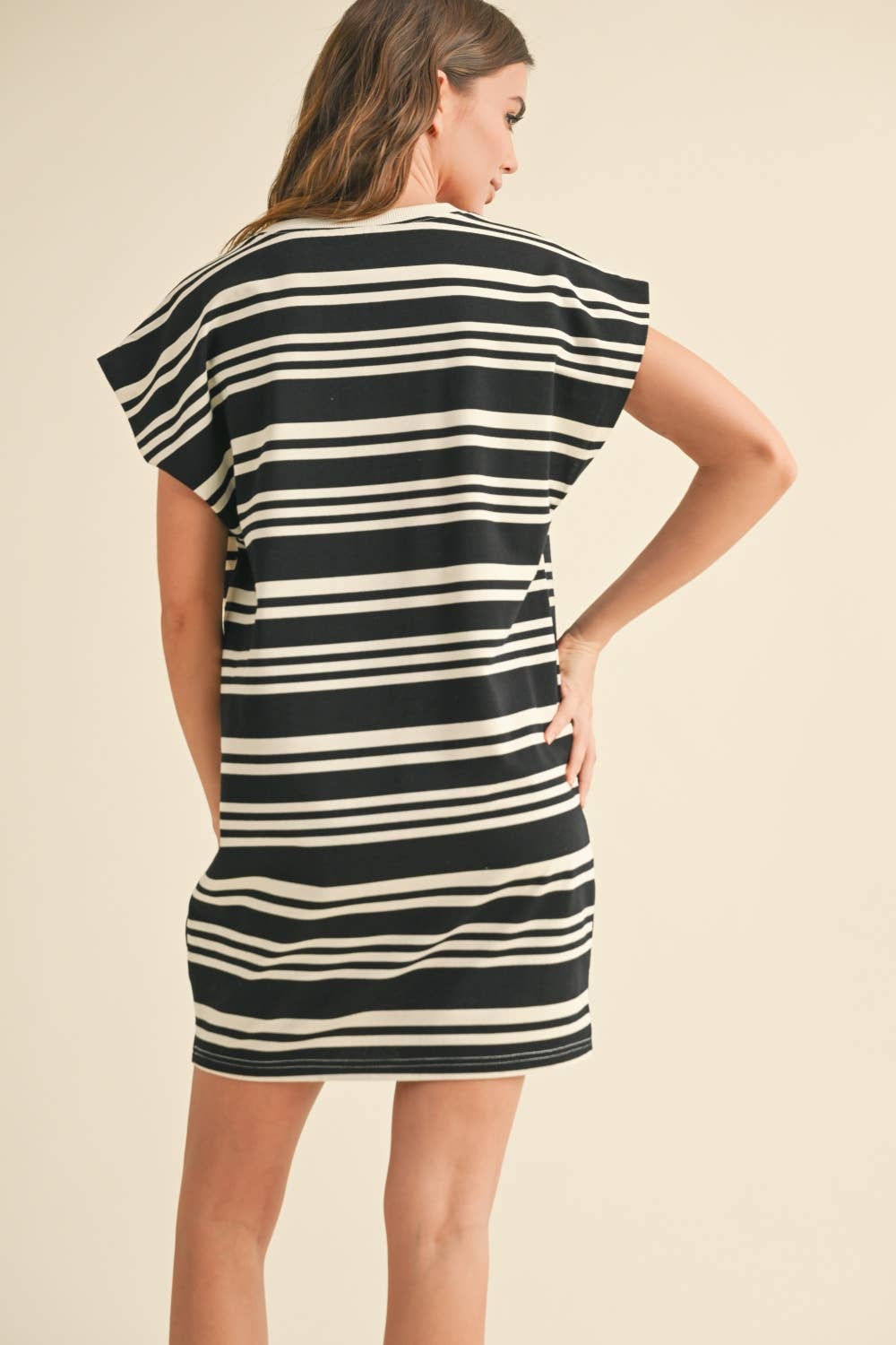 Striped Knitted T-Shirt Dress