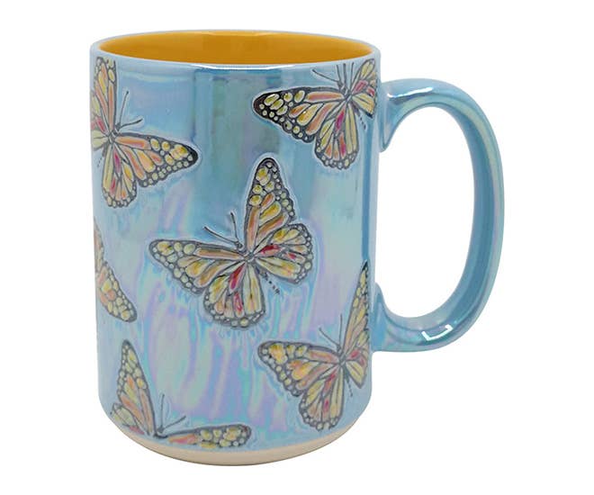Luster Glaze Butterfly Blue Mug