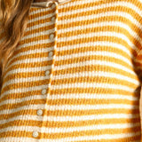 J7562   STRIPED BUTTON FRONT SWEATER CARDIGAN