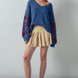 Romantic Floral Embroidered V-Neck Sweater