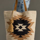 Cream, Tan & Black Aztec Tote