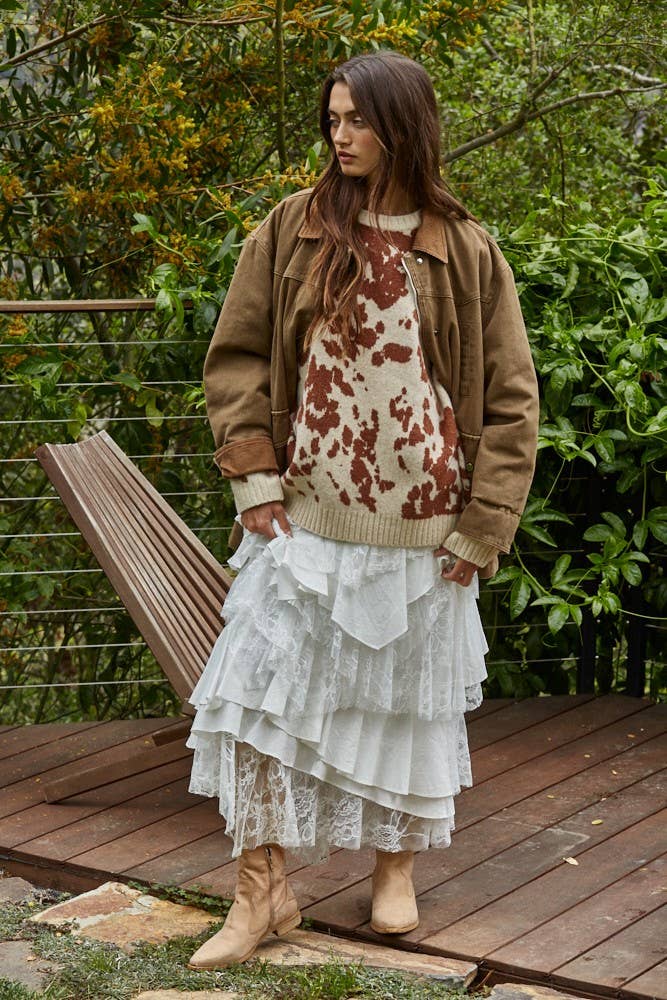 Cotton Collared Brown Denim Jacket