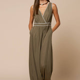 Summer Surplice Contrast Stitch Romper