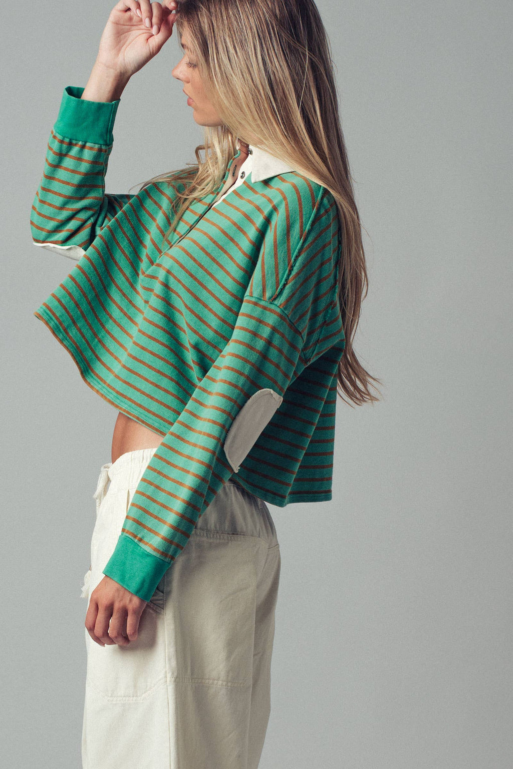Playful Cropped Stripe Cotton Top
