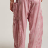 Striped Cotton Drawstring Harem Pants