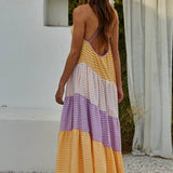 Multicolor Low-Back Maxi Dress