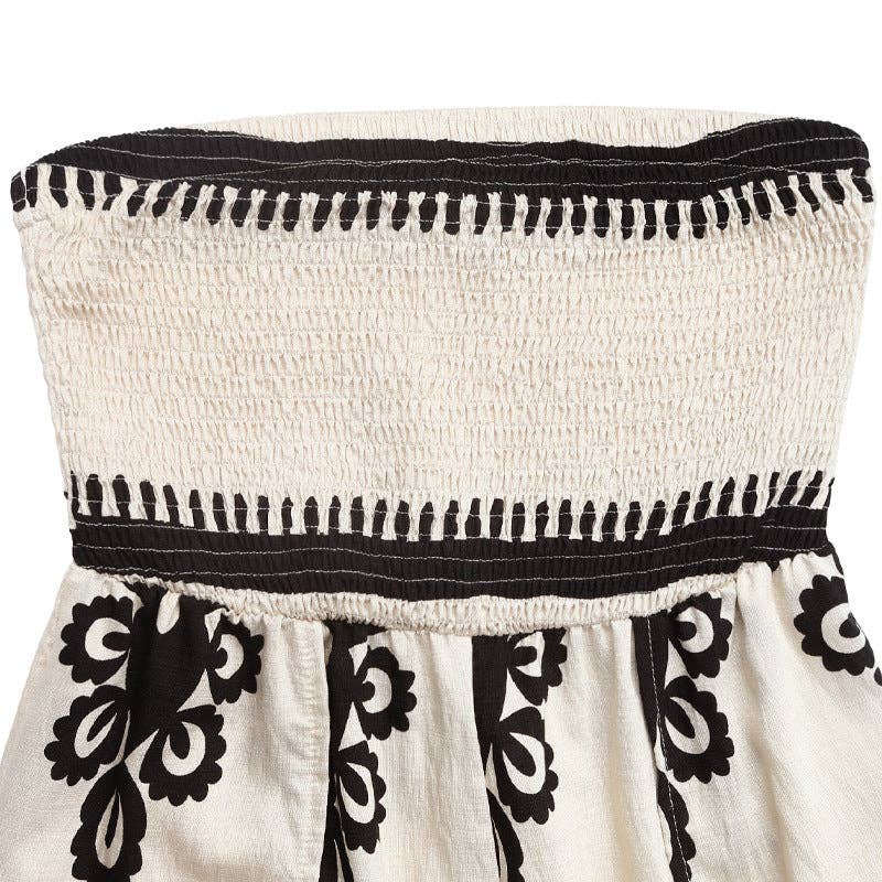 Smocked Bodice Tube Top Palazzo Romper