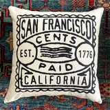 City & State Postmark Vintage Postage Stamp Pillow