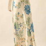 Textured Floral-Print Bias-Cut Maxi Skirt