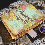 Handmade Leather World Map Journal, Vintage Travel Diary