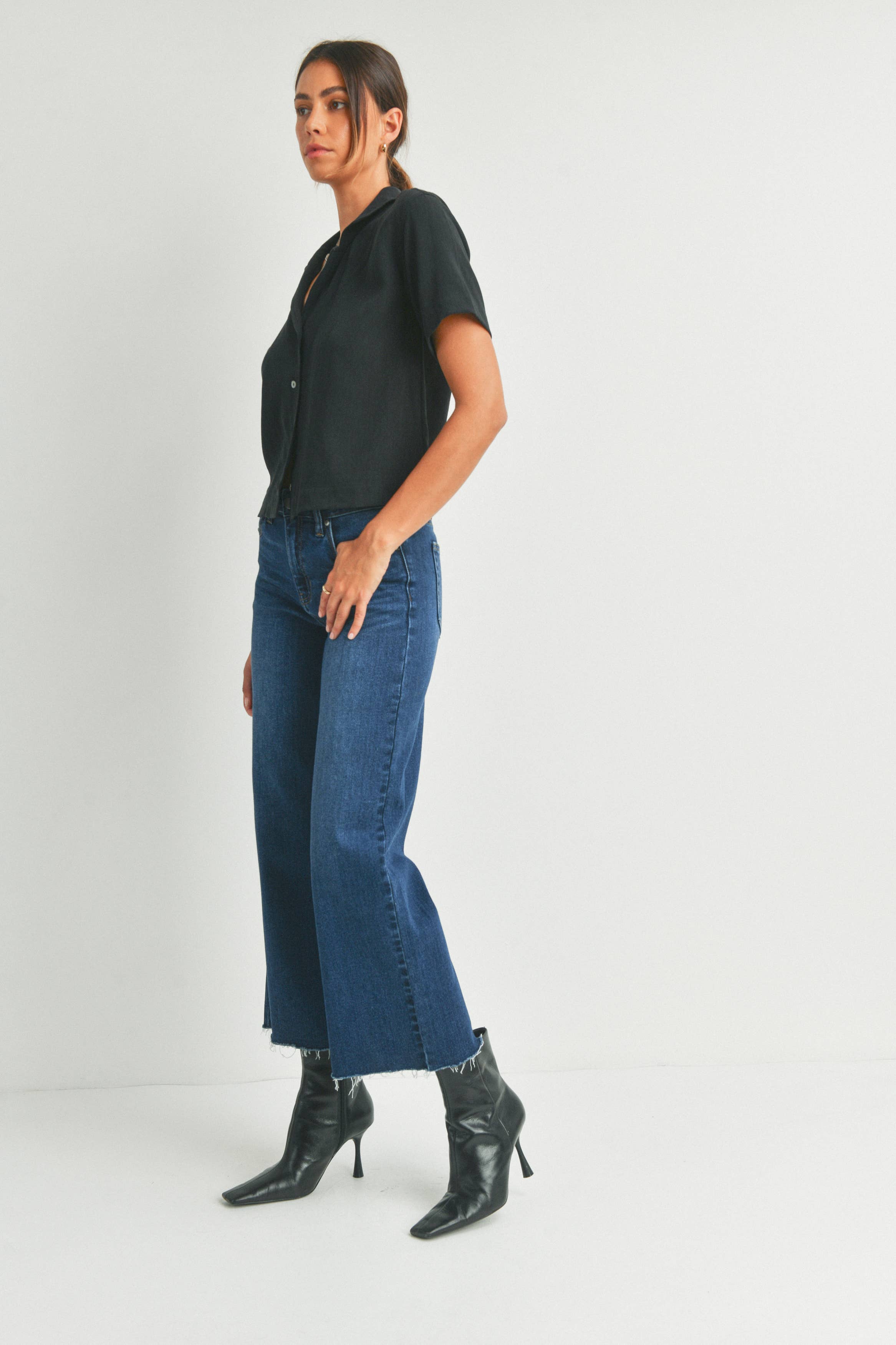 Dark Denim Wide Leg Jeans