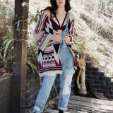 Boho Faux Fur Ruana Wrap with Cozy Pockets - Tribal Cardigan
