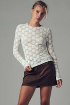 Romantic Floral Stretch Lace Layering Top