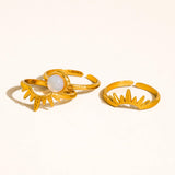 Nerina 18K Gold Non-Tarnish Sunburst Opal Stackable Ring