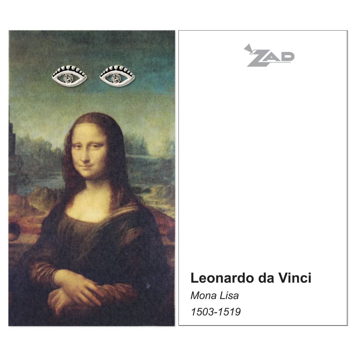 Mona Lisa Fine Art Silver Eye Post Earrings
