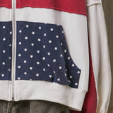 United States Patch work Oversized Zip Hoodie