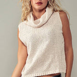 Sleeveless Cowl Neck Crochet Top