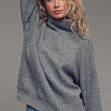 Relaxed Waffle Knit High Neck Sweater