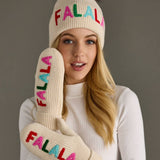 Beige "Fa-La-La" Knit Pom Hat