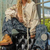 Floral Panel Knit Hoodie