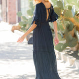 V-Neck Lace Trim Maxi Dress