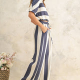 Thick Striped Wide Leg Trousers