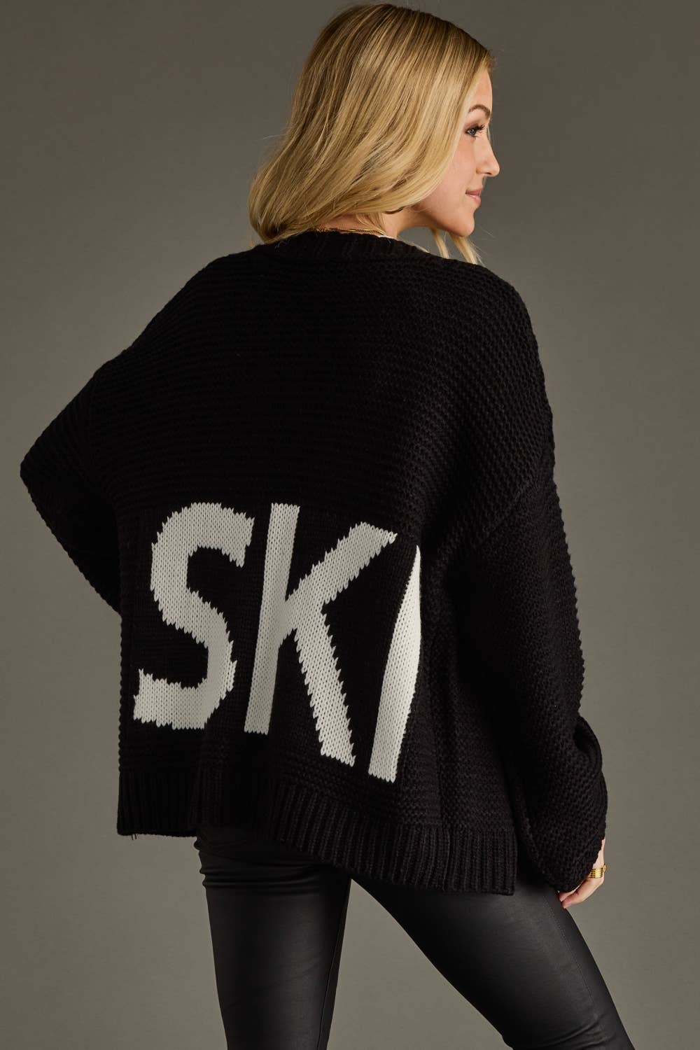 Black "Ski" Knit Cardigan