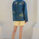 Floral Embroidered Denim Jacket - RJ1130