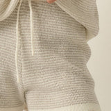 Striped Knit Wide-Leg Drawstring Sweater Shorts
