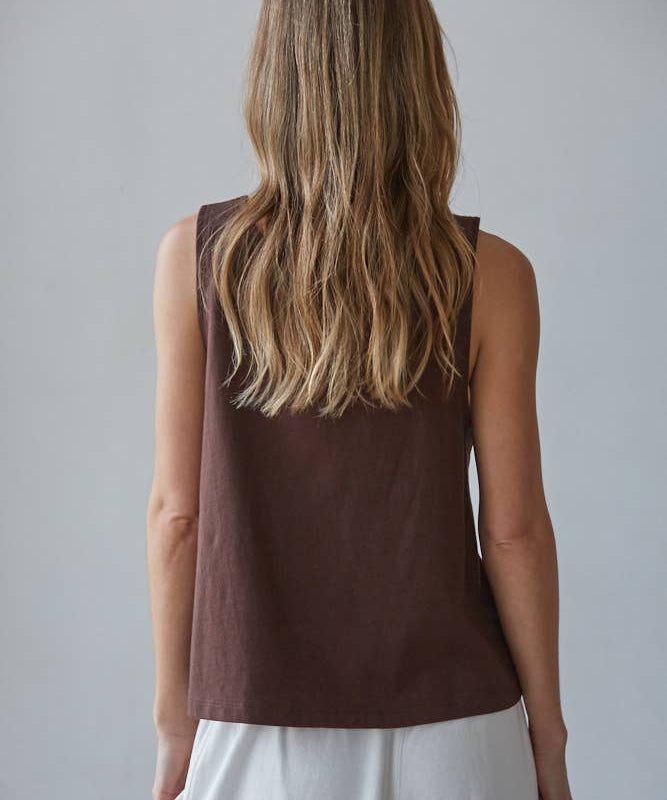 L8751 | Knit Cotton Scoop Neck Sleeveless Tank Top
