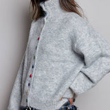 Chic Collar Button Knit Cardigan Cozy Oversized Sweater SALE