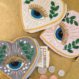 Manku Beaded Heart Zippered Coin Purse Pouch