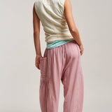 Striped Cotton Drawstring Harem Pants