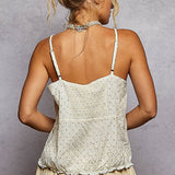 Thin Strap Embroidered Tank Top
