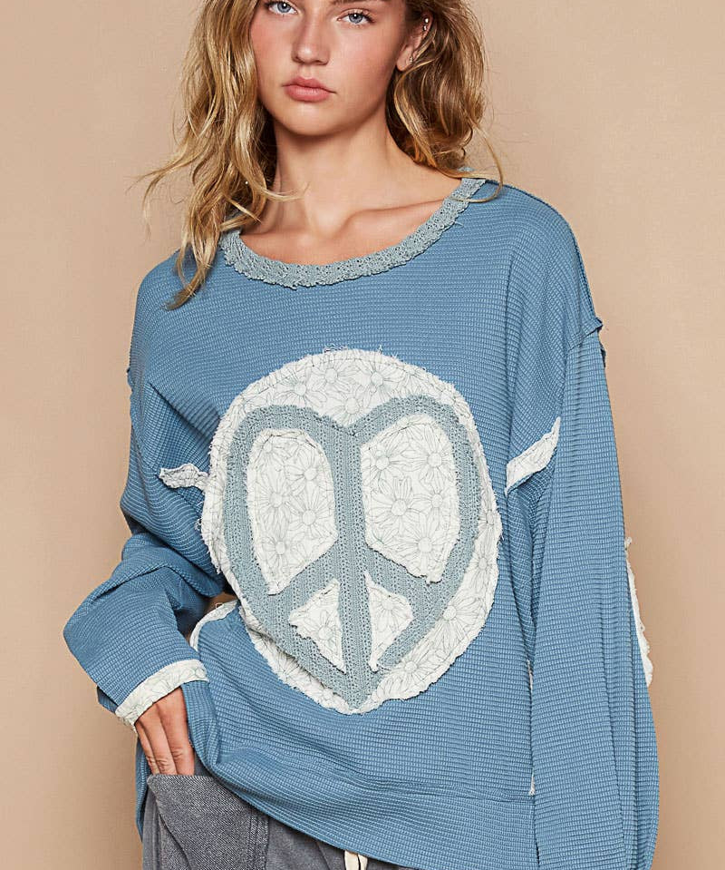 Heart Peace Patch Sweater