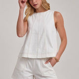 GAME DAY SLEEVELESS COLOR DENIM TOP AND MATCHING SHORTS SET