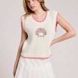 Floral Embroidered + Sequence Sleeveless Knit Vest