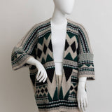 Boho Faux Fur Ruana Wrap with Cozy Pockets - Tribal Cardigan