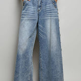 Low Rise Eyelet Studded Wide Leg Street Pants