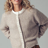 Lace Trim Wool Blend Cardigan