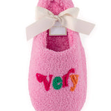 "VERY MERRY" SLIPPERS, PINK