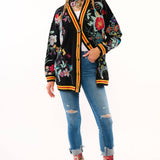 Hermione French Terry Cardigan | Floral Embroidered Jacket