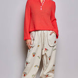 Long Sleeves Button-Front Half Placket Knit Sweater SALE