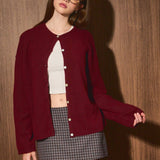 LONG SLEEVE CREW NECK SWEATER LIGHTWEIGHT CARDIGAN