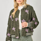 Embroidery Teddy Fur Jacket